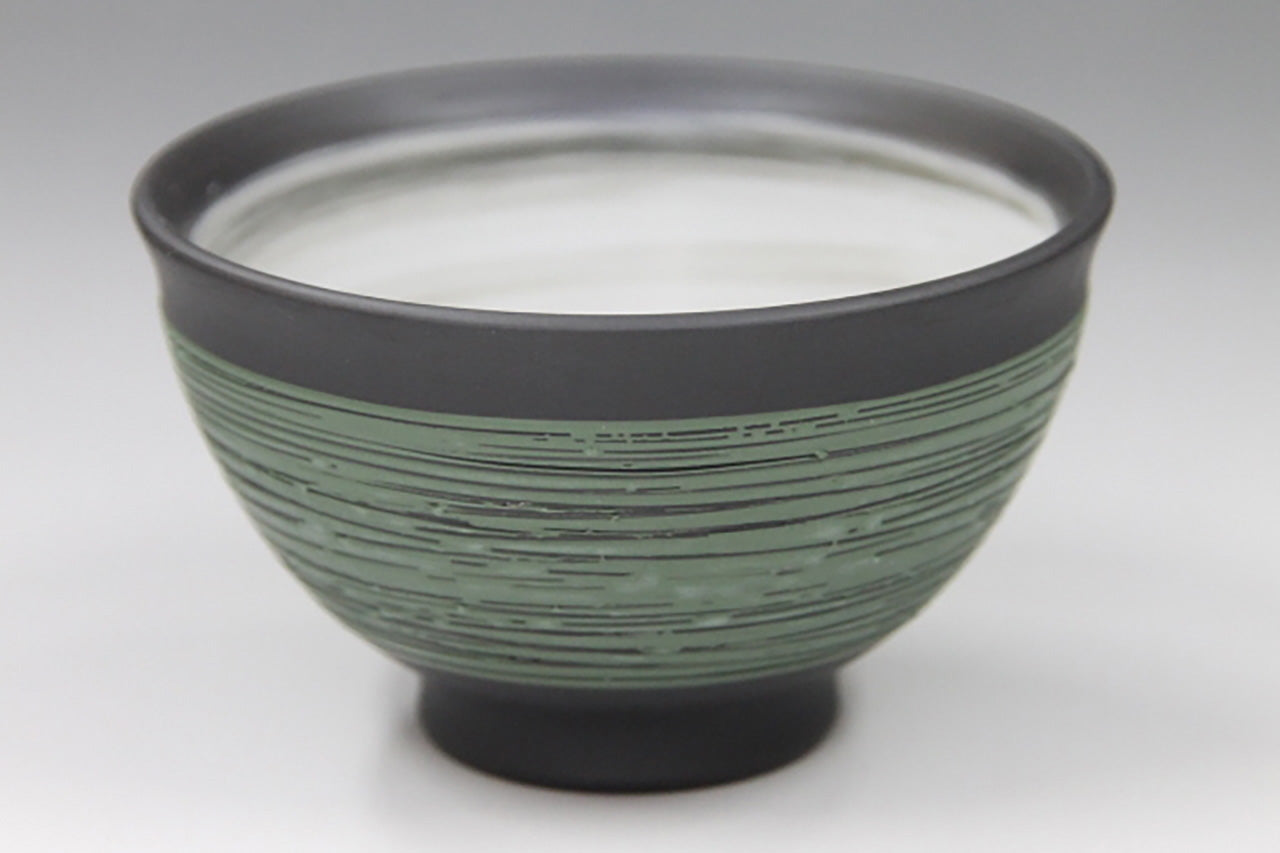 Tea supplies, Kyusu teapot, Black kiln-change, Green brush mark, Set of 5 cups - Ukou-kiln, Tokoname ware, Ceramics