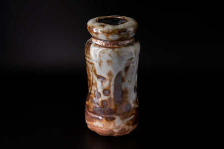 Flower vessel, Nezumi shino, Vase A - Goren-kiln, Sachi Yamashita, Mino ware, Ceramics
