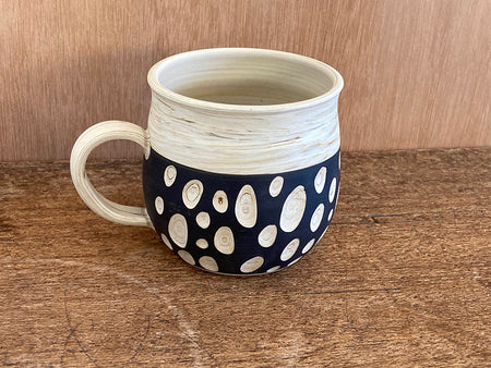 Drinkware, Mug, White marbled, Dot on black - Kenji-kiln, Takumi Hotta, Tokoname ware, Ceramics