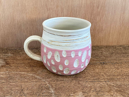 Drinkware, Mug, White marbled, Dot on pink - Kenji-kiln, Takumi Hotta, Tokoname ware, Ceramics