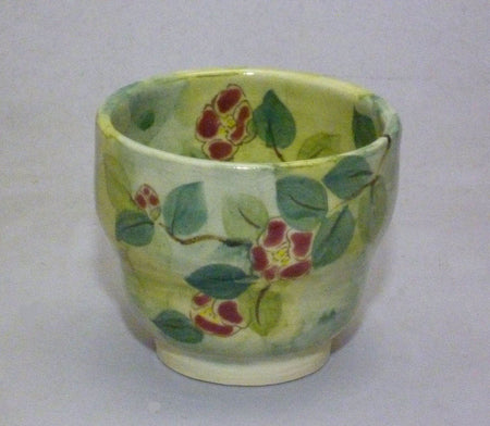 Drinkware, Large sake cup, Camellia - Tousen-kiln, Kyo ware, Kiyomizu ware, Ceramics