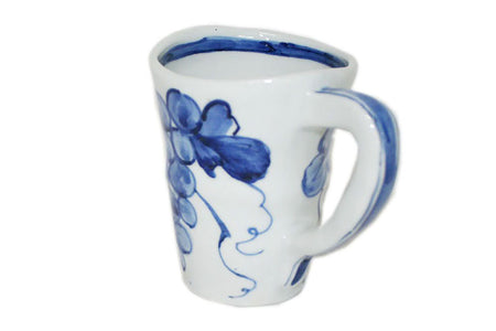 Cup, Mug, Blue and white, Grape pattern, Hand-drawn, Large - Kutani Bitouen, Eisyou Teramae, Kutani ware, Ceramics