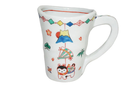 Cup, Mug, Suspended ornament pattern, Papier-mache dog Hand-drawn, Large - Kutani Bitouen, Eisyou Teramae, Kutani ware, Ceramics