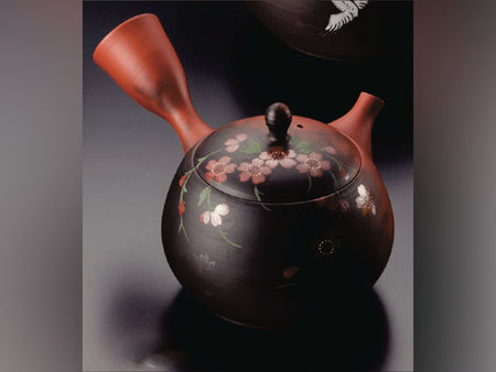 Tea supplies, Kyusu teapot, Bell shape, Weeping cherry tree, No.11 - Gyokko, Tokoname ware, Ceramics