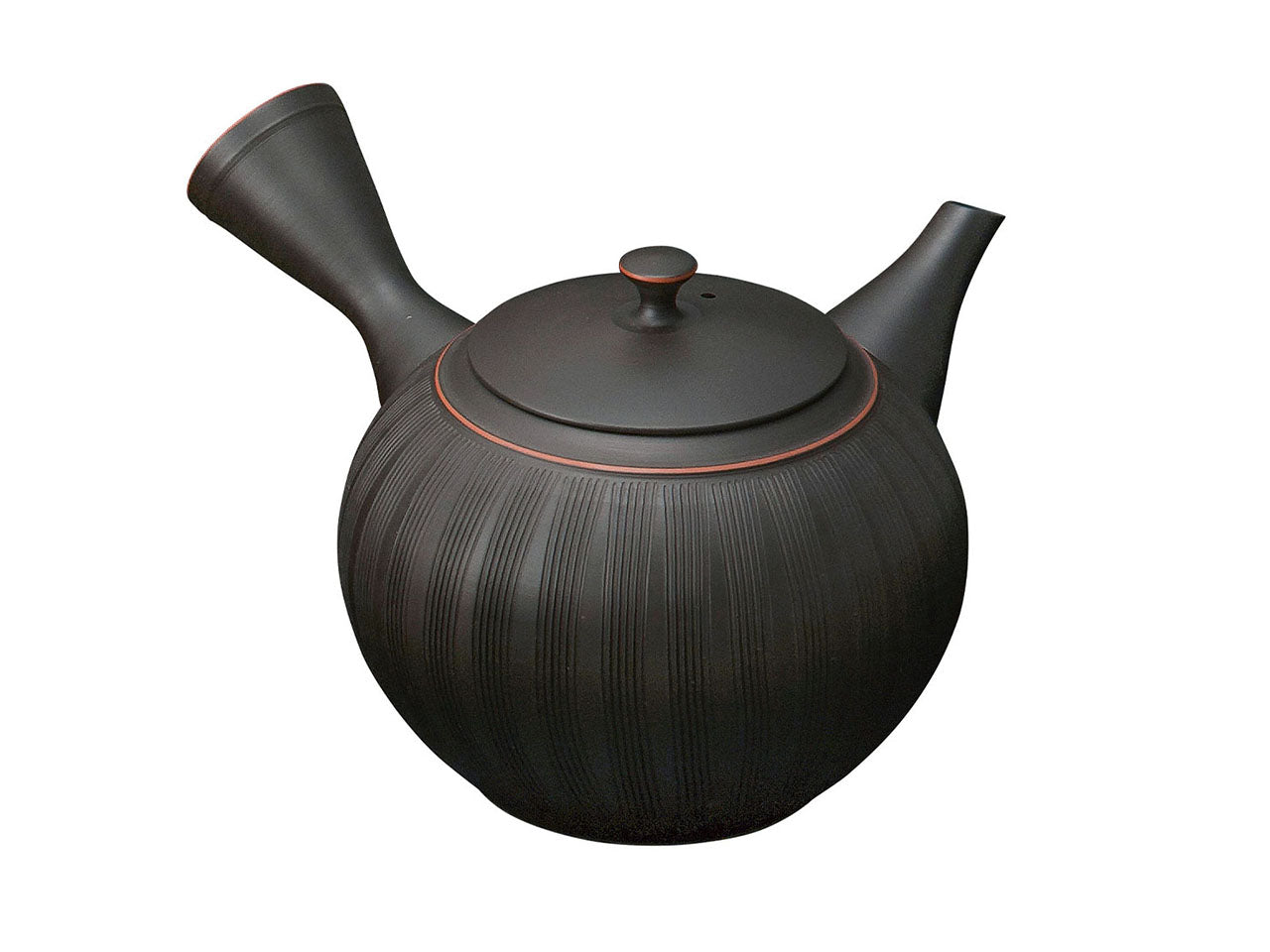 Tea supplies, Kyusu teapot with wooden box, Black clay, Comb pattern, No.20 - Reiko, Tokoname ware, Ceramics