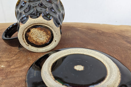 咖啡用品 鉆石切割 杯碟套裝 根本典子 笠間燒 陶瓷器