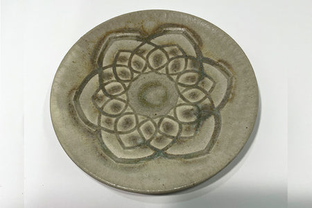 Tableware, Ash glazed plate 01, Scrape off, 5-sun size - Mayuko Itabashi, Mashiko ware, Ceramics
