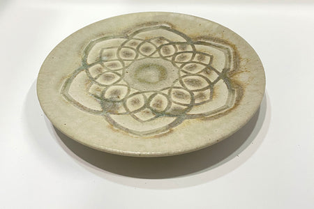 Tableware, Ash glazed plate 01, Scrape off, 5-sun size - Mayuko Itabashi, Mashiko ware, Ceramics