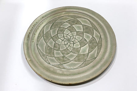 Tableware, Ash glazed rim plate 01, Scrape off - Mayuko Itabashi, Mashiko ware, Ceramics
